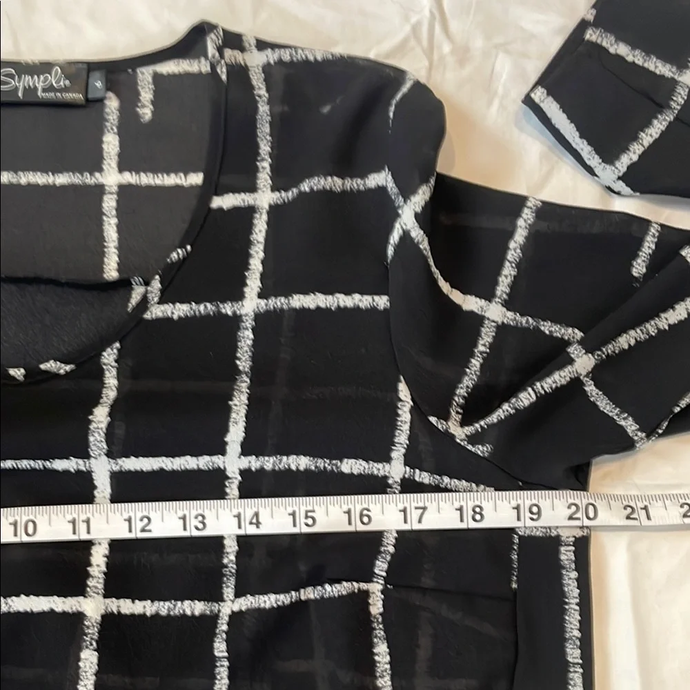 SYMPLI Stylish Black and White Checkered Tunic - Picture 3 of 7